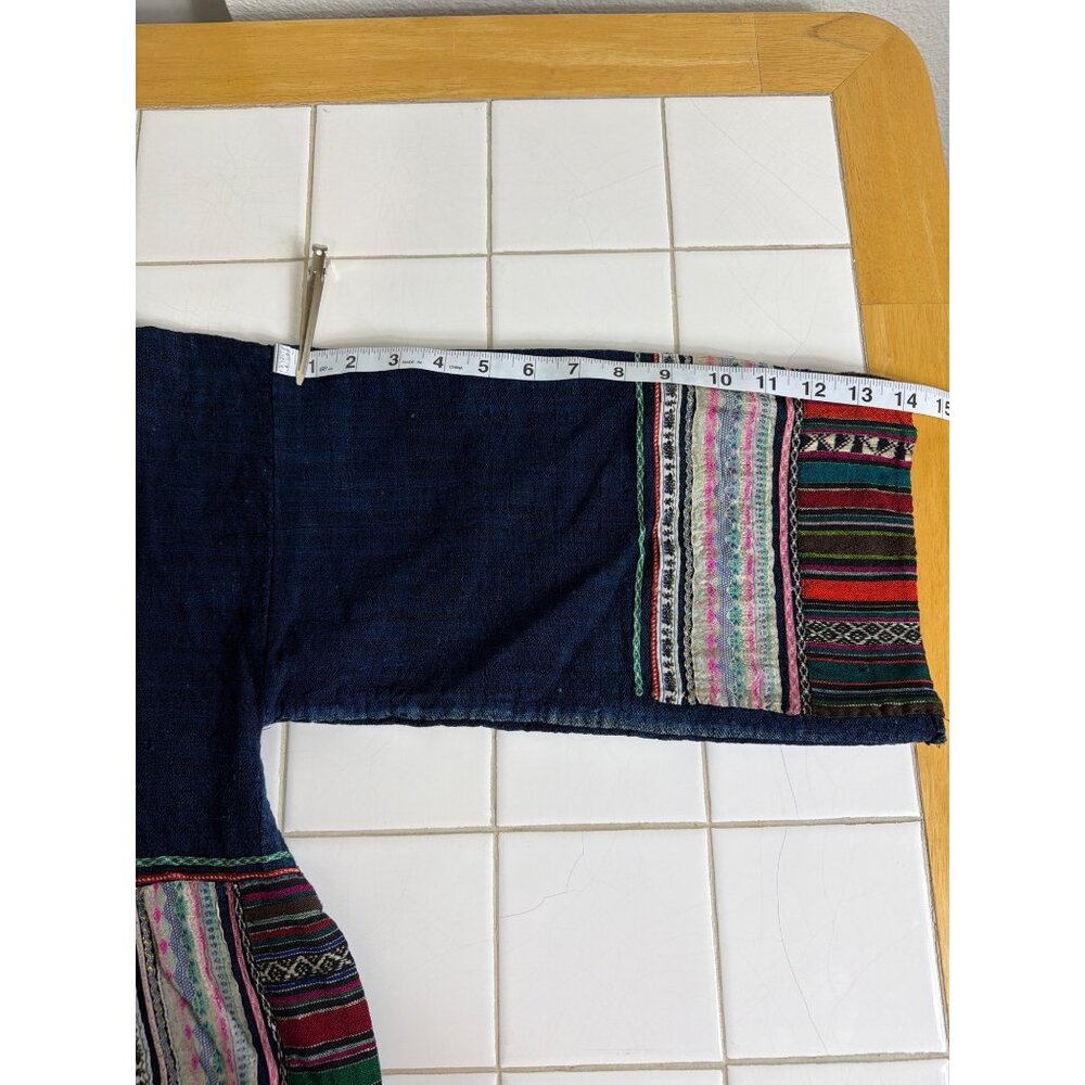 Vintage Hmong Handmade Indigo Jacket Embroidered Tribal OOAK Boho Artisan - Picture 15 of 16